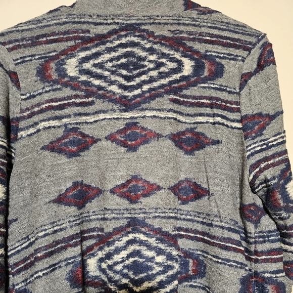 Lucky Brand Wool Blend Aztec Tribal Print Waterfall Cardigan Womens Size Medium - Picture 8 of 8